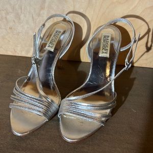 Badgley Mischka Silver Strappy Sandals
